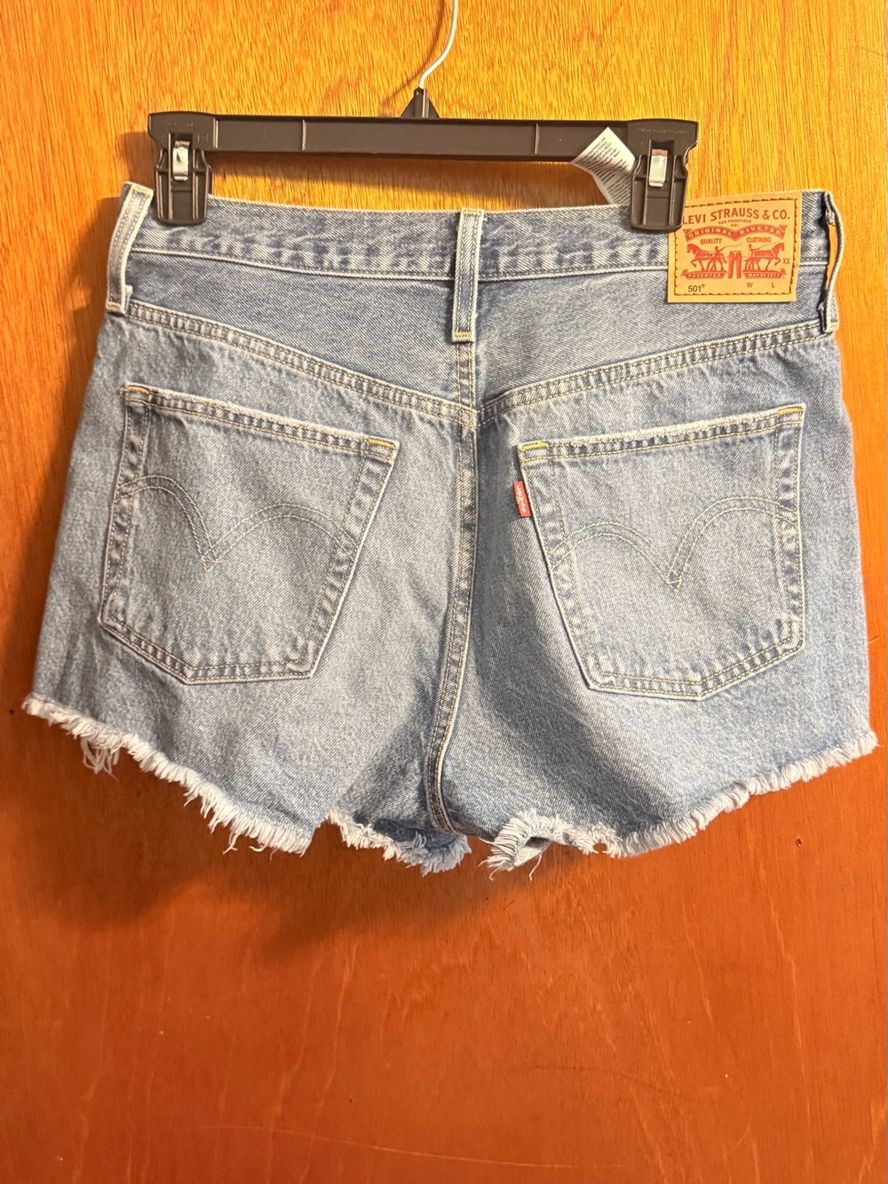 Levi's Light Wash Denim distressed and Frayed Hem Shorts - Women's